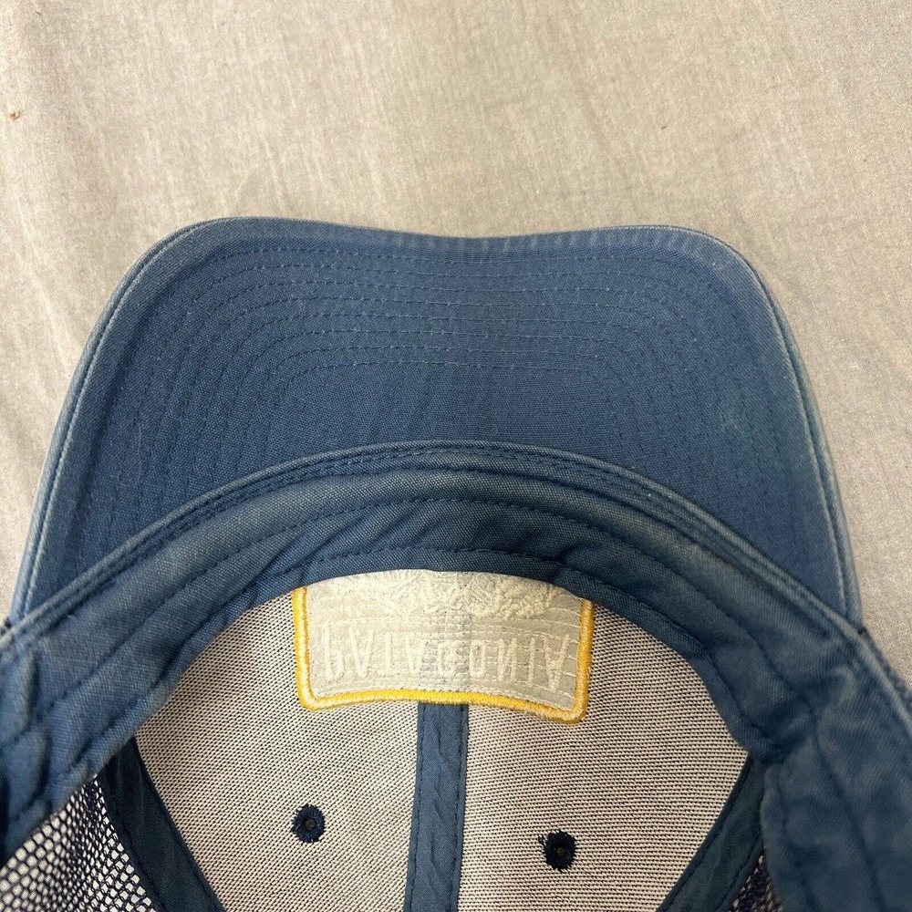 Patagonia Trucker Hat Snapback Adjustable Navy Blue Mesh Cap Box Logo FS Charity - Picture 7 of 8